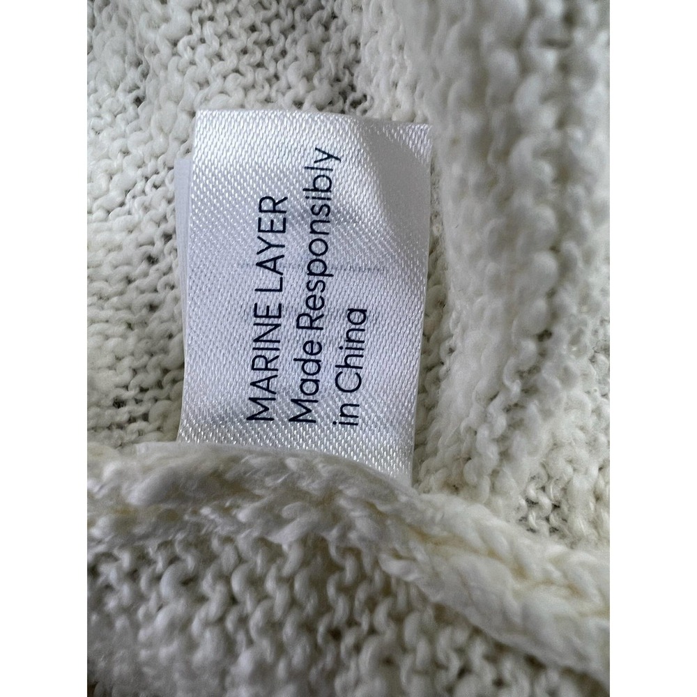Marine Layer Sweater Womens Medium White Seabreeze Cotton Crewneck Pullover - Picture 5 of 8